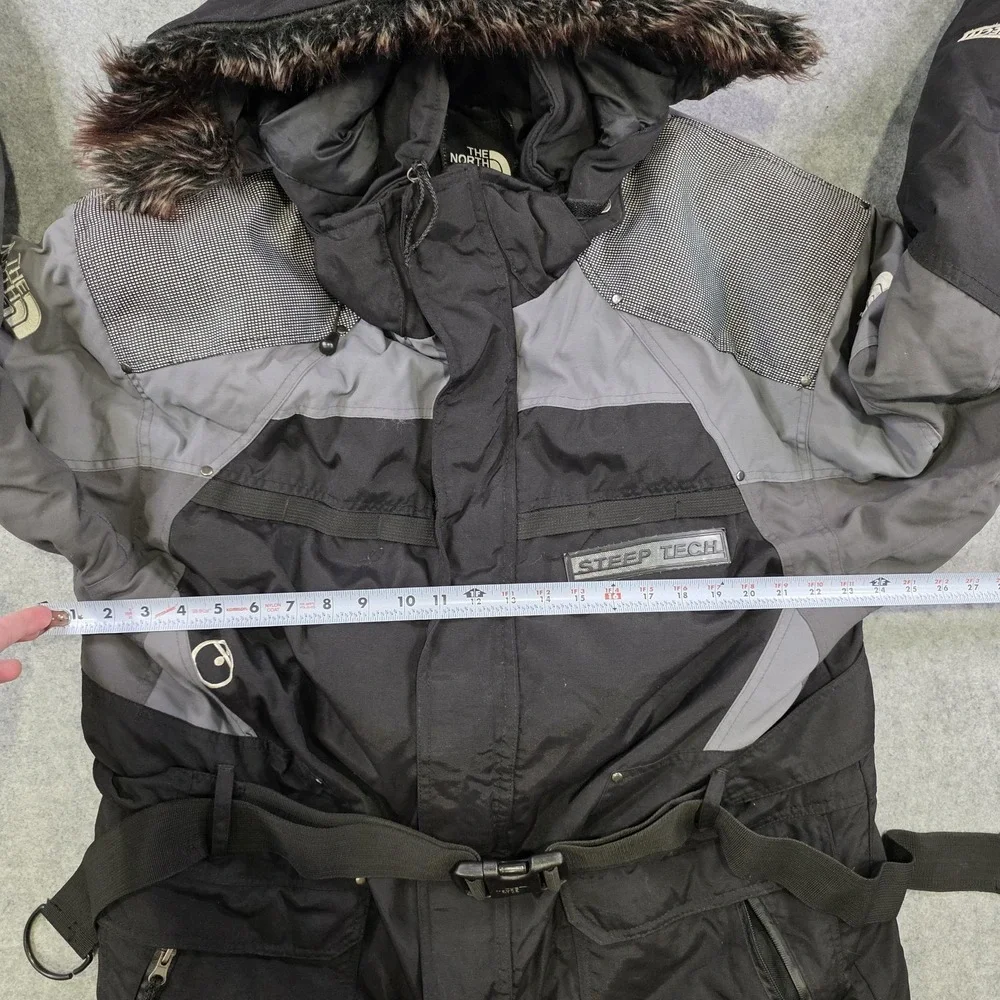 The North Face Steep Tech 600 LTD Jacket Mens XL Black Hooded Belted Ski Parka